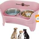 Neater Feeder - Express Model w/Slow Feed Bowl - Mess-Proof Dog Bowls (M/L, Pink) Made in USA Elevated, No Spill, Non-Tip, Non-Slip, Raised Stainless Steel Food/Water Pet Bowls Aid Digestion