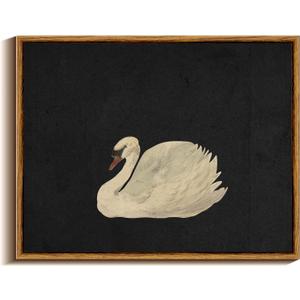 VIYYIEA Framed Wall Art Decor for Living Room Vintage Swan Canvas Prints Easter Decor Gift,Grace Swan Art Painting Pictures Rustic Animals Bathroom Farmhouse Home Wall Decor- 14L x 11W