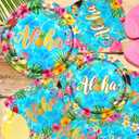 Summer Birthday Party Decorations,Aloha Tropical Party Tableware Hawaiian Plates and Napkins Party Supplies for Hawaiian Luau Party Theme Birthday Decorations