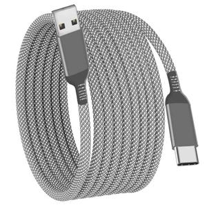 USB C Cable 26FT 1Pack,Extra Long USB-A to USB-C Cable Braided Fast Charger Cord Compatible with iPhone 15,Sony PS5,Samsung Galaxy S24 S23 S22,A15,Note 9 Plus,OnePlus 10 Pro,Nintendo Switch,Moto(Grey)