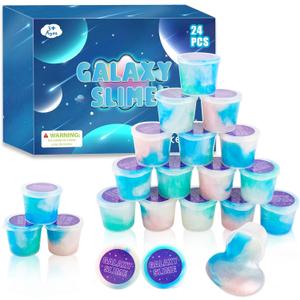 Generic 24 Pack Blue Mini Galaxy Slime, Super Soft & Stretchy Stress Relief Putty Toys, Classroom Reward, Christmas Stocking Stuffers, Girls and Boys Slime Party Favors