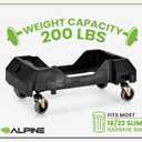 Alpine 16/23 Gallon Slim Trash Can Dolly 2 Pack - 4 Wheels Rectangular Plastic Rolling Garbage Dolly, Wheels, Roller Base, Commercial Cart, Holds Up to 200lbs, Black