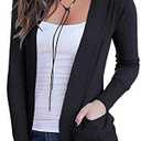 VOIANLIMO Women's Open Front Casual Long Sleeve Knit Classic Sweaters Cardigan with Pockets, Small