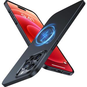 TORRAS Magnetic Slim-Fit for iPhone 15 Pro Max Case, Ultra-Thin 15 ProMax Phone Case Compatible with Mag Safe, Lightweight Anti-Scratch Matte Hard iPhone 15 ProMax Case 6.7 inch Origin Fit, Black