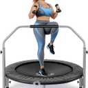 SereneLife 40" Foldable Mini Trampoline for Adults - Compact Fitness Rebounder with Adjustable Foam Handle, Exercise Trampoline with Max Load 330lbs, Indoor/Garden Whole-Body Workout