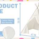 6 PCS Teepee Tent for Kids,Washable Tapered Kids Teepee Tent,Bohemian Teepee Tents,White Collapsible Sleepover Tents,for Boys and Girls Sleepover Pajamas Party Birthday SPA