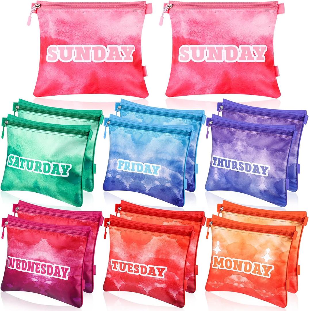 Paterr 143 Pcs Packing Cubes for Travel Kids Day of Week Compression Packing Bags Colorful Luggage Suitcase Organizers Bag for Travel(Gradient)