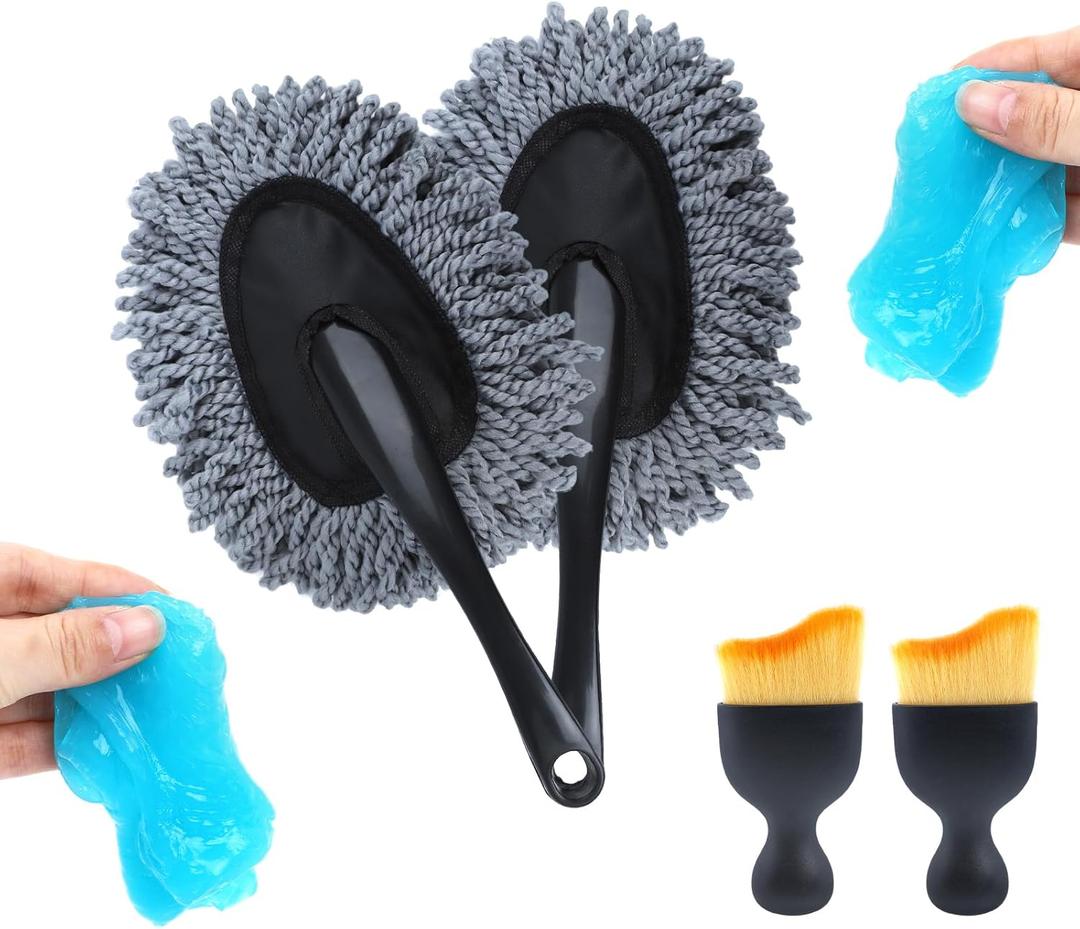 IPELY 6 Pack Car Cleaning Supplies  Car Duster Interior & Brush Interior & Cleaning Gel, Car Detailing Cleaning Kit for Cars, Trucks, SUVs & RVs