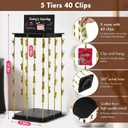 Pinzoveco Chip Rack Display Stand, 5 Tiers 40 Clips Snack Organizer for Office Desk, 360 Rotating Wooden Base Chip Holder Candy Display for Concession Stand, Countertop, Party, With Message Board