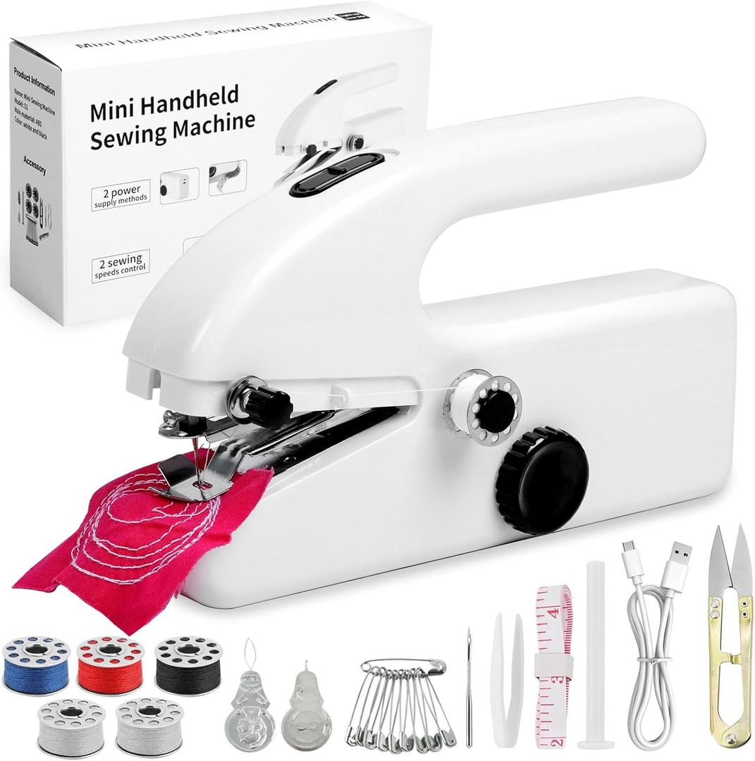 Portable Handheld Sewing Machine for Beginners  Mini Stitching Tool with 2 Speed Modes, USB & Battery Powered, Perfect for Quick Fixes, On-the-Go Repairs & DIY Fabric Projects