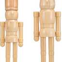 Wonderjune 2 Pack Christmas Wooden Nutcracker Traditional Christmas Decorations Nutcracker Figure Statue for Xmas Festive Holiday Tabletop Home Decor(Wood Color, 12 Inch, 14 Inch)