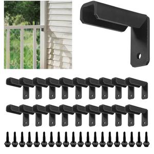 20 Pack Fence Mounting Brackets for 1x1" Square Rails, Carbon Steel Fence Panel Internal Connector with Screws, Black