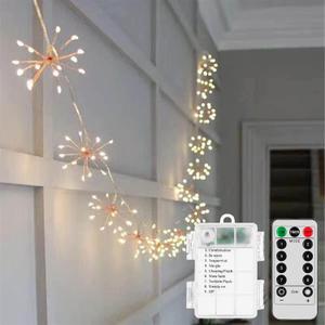 keeda Mini Firework String Lights Battery Operated with Remote Control Christmas Hanging String Lights 8 Modes Waterproof Fairy Lights for Garden Patio Wedding Party (10in1 100LED)
