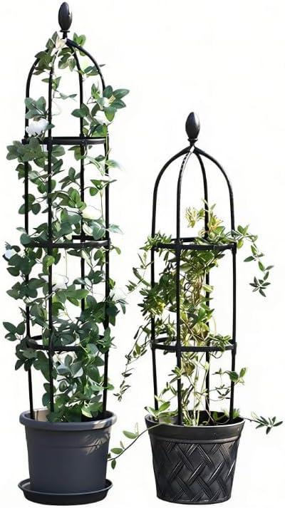 4-Tier Garden Obelisk Trellis for Climbing Plants, 57 Inches Tall Plastic Plant Tower Support for Outdoor Flowers and Vegetables
