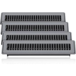 2 x 14 Floor Register, Gray Vent Covers for Home Floor, Anti-Rust Coated Metal Surfaces with Adjustable Airflow Control Lever, Ideal for HVAC Systems, Living Room & Bedroom Floor Vents - 4 Pack