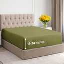 Extra Deep Queen 400 Thread Count Cotton Fitted Sheet - Hotel Luxury Single Fitted Sheet Only - Easily Fits 18" to 24" Mattress - Soft, Wrinkle Free & Breathable & Comfy Extra Deep Pockets Sage Green