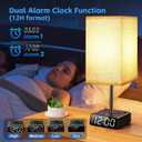 BTU Bedside Table lamp with Alarm Clock - 3 Color Temperatures Bedside Lamps with USB C and A Ports,Table Lamps with AC Outlet, Nightstand Lamps for Kids Room, Living Room, College Dorm, Home, Office