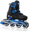 MammyGol Inline Skates for Boys and Girls Youth, 4 Size Adjustable Roller Skates with PU Flashing Whees, Aggressive Inline Skates High Performance for Kids Age 4-8 Blue