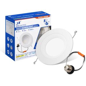 mw LED Can Lights,2700K/3000K/3500K/4000K/5000K, 5CCT LED Recessed Lighting, IC & Wet Rated, Energy Star, ETL and California JA8 Certified (1, 6 inch-Baffle Trim)