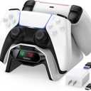 Fachixy PS5 Controller Charger, with 2-Hour Fast Charging chip, PS5 Charging Station with US Power Adapter and Cable, White (Pro)