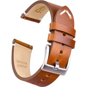 Ritche Christmas Gift Quick Release Leather Watch Band 18mm 20mm 22mm Genuine Watch Strap for Men and Women, White Elephant Gifts, Stocking Stuffers For Men