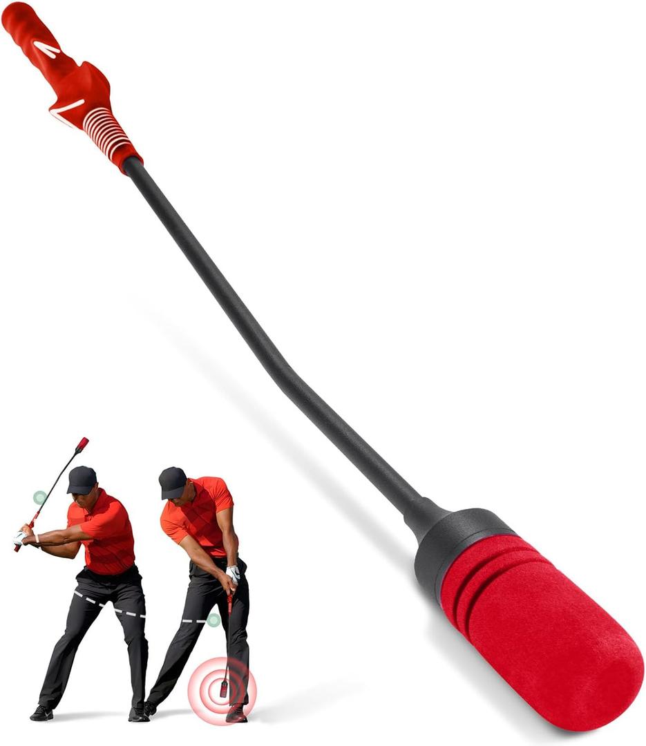 Golf Swing Trainer - Click Stick Golf Trainer for Golf Tempo Practice, Weighted Golf Training Aid Helps Enhance Strength, Improve Swing Rhythm & Maintain Balance (Right Handed-Red)