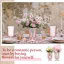6 Pcs (H:7" W:4") Embossed Flower Vase Pedestal Glass Vase Big Base Thickened Crystal Vintage Vases for Valentines Day Wedding Home Decor Table Centerpiece House Warming Gifts(Pink)