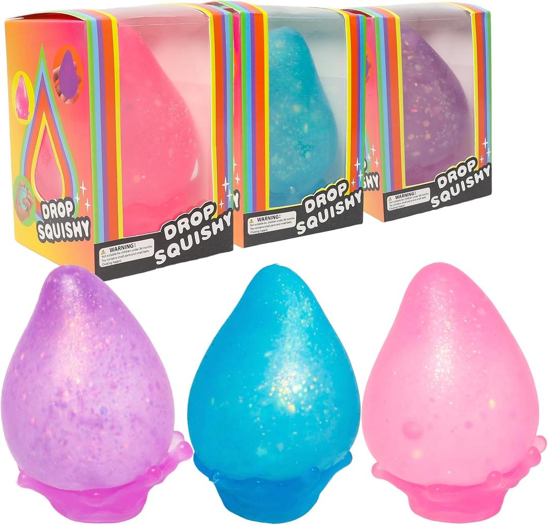 Squishy Drop Stress Balls for Adults Kids Drop Malt Sugar Balls,Fidget Toys for Kids with Autism, Fidgets for Classroom Prize Toys (3pcs)