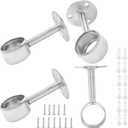4 Packs 1-1/4 Inch Closet Rod Holder Curtain Rod Support, Stainless Steel Closet Rod End Supports, Heavy Duty Shower Curtain Rod Flange, Ceiling-Mount Rod Bracket with Screws (Silver)