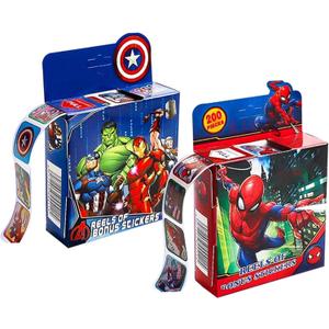 2 Pack Roll Stickers Kids Sticker, 20 Designs,400 Pcs Self Adhesive Label 1-1/2 Inch Self Adhesive Label Roll Stickers for Kids and Teacher