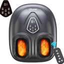 Foot Massager with Heat, Shiatsu Foot Massager with Remote, Electric Feet Massage Machine for Neuropathy,Plantar Fasciitis, Circulation, FSA Eligible HSA Store Eligible Massager (Dark Black,Corded)
