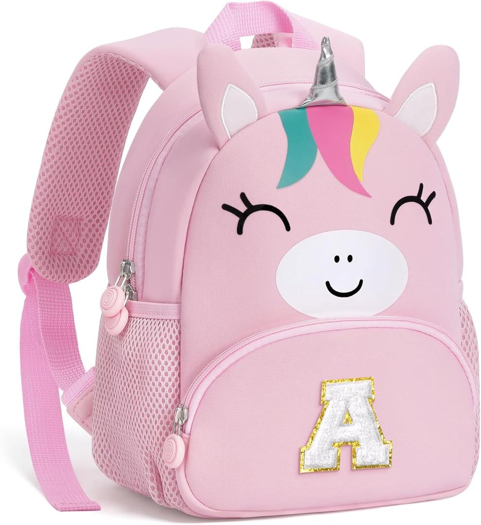 YOOLIFE Kids Toddler Birthday Gifts - Personalized Initial Pink Backpack for Toddler | 2 3 4 5 Year Old Kids Birthday Gift for Daughter Granddaughter Grandkids School Supplies Backpack Unicorn Pink A
