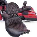 Rider Passenger Seat, Gel Seat with Adjustable Driver Backrest for Harley Touring Road Glide/Street Glide/CVO Road Glide/CVO Street Glide 2024-2026 (Red Rhombus)