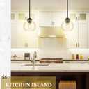 Pendant Lights Kitchen Island, 7" Modern Black Hanging Lights Fixtures with Clear Glass Globe Shade, Kitchen Island Lighting for Bathroom, AD-22280-1P-BK-C
