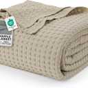 Utopia Bedding 100% Cotton Waffle Weave Blanket King Size for Bed - Lightweight, Breathable Summer Blankets Soft and Cozy, Gift for Mothers Day Home Decor (Khaki, 90x108 Inch)