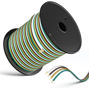 LIMICAR 100FT 14 Gauge Trailer Wiring Harness Kit - 4-Way Bonded, Color-Coded Boat Trailer Wiring for Lights