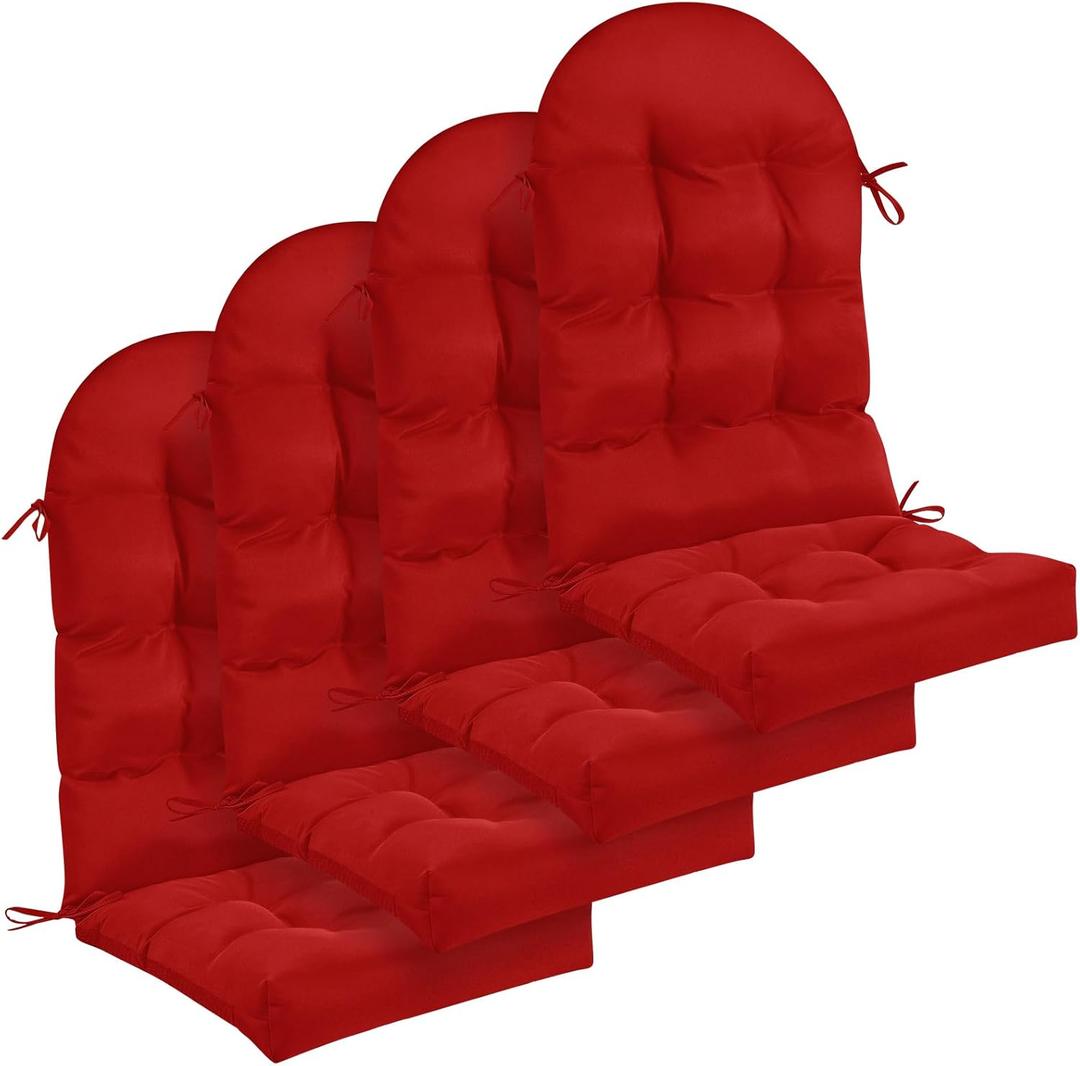 Geelin 4 Pcs Adirondack Chair Cushion High Back Patio Chair Cushion 44 x 19 x 4 Inch Tufted Weather Resistant Fade Resistant Seat Rocking Chair Cushion for Patio Rocking Chair Cushion Seat (Red)