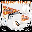 24 Set DIY Halloween Stick Flags 6.2" x 12.4" Paper Pennant Flags with Ribbons Include 24 Ghost Boo Pennant Flags 24 Flat Bamboo Stick 120 Ribbons for Halloween Boo Basket Decoration