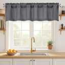 Dark Grey Valance for Windows 14 Inch Length, Light Filtering Faux-Linen Modern Short Valance Kitchen Curtain for Bathroom Basement, Rod Pocket Farmhouse Short Curtain, 1 Piece, 60Wx14L Inches