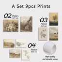 TheCanvas Vintage Wall Art Prints Set of 9, Eclectic Nature Wall Art for Living Room, French Country Landscape Painting, Gallery Wall Decor for Bedroom or Farmhouse UNFRAMED