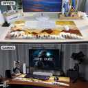 Mouse Pad, Golden Sun Mountain Groovy Forest Large Gaming Mouse Pad for Desk, Big Desk Mat with Seamed Edges, Waterproof Desk Pad, Non-Slip Rubber Base, Long Computer Mousepad, 31.5 x 11.8 Inch