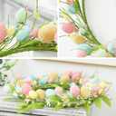 RoseCraft Easter Wreaths for Front Door,15.7 Inch Artificial Easter Colorful Egg Wreath Decorations, for Spring Summer Home Wedding Holiday Party Decor.