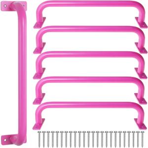 ESPETS 17 Inch 6 Pieces Pink Safety Handles for Playground Equipment - Swing Set Attachment Grab Handle, Playset Accessories Hand Grips, Indoor Monkey Bars for Kids