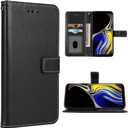 Compatible with Samsung Galaxy Note 9 Wallet Case Wrist Strap Lanyard Leather Flip Cover Card Holder Cell Phone Cases for Galaxies Gaxaly Glaxay Note9 Not S9 Women Black