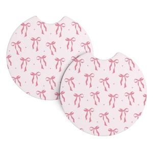 4 PCS Pink Bow Car Cup Coasters Holder 2.7" Cute Car Accessories Women Girl