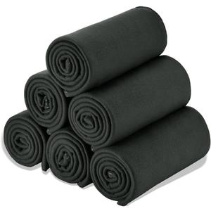 CAI TENG Fleece Throw Blankets Lightweight Warm for Soft Cozy Pet-Friendly Bulk Fleece Blanket Solid for Home, Bed, Sofa, Dorm, Office, Gifts, Outdoor (Black, Pack of 6, 50 x 60 inch)