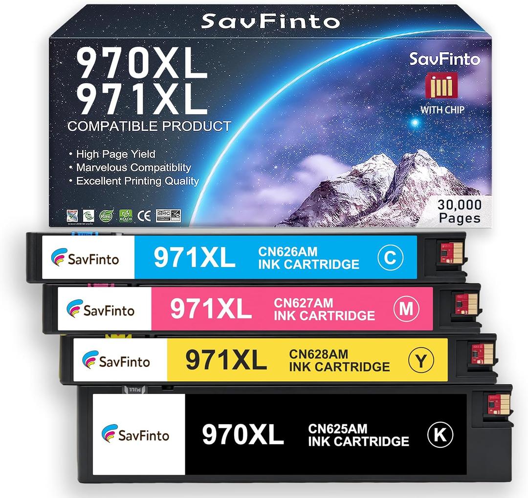 970XL 971XL Ink Cartridges High Yield Combo Pack Compatible with HP 970XL 971XL 970 971 Ink Cartridges Work for HP OfficeJet Pro X451dw X451dn X476dw X476dn X576dw X551dw Printer (4-Pack)
