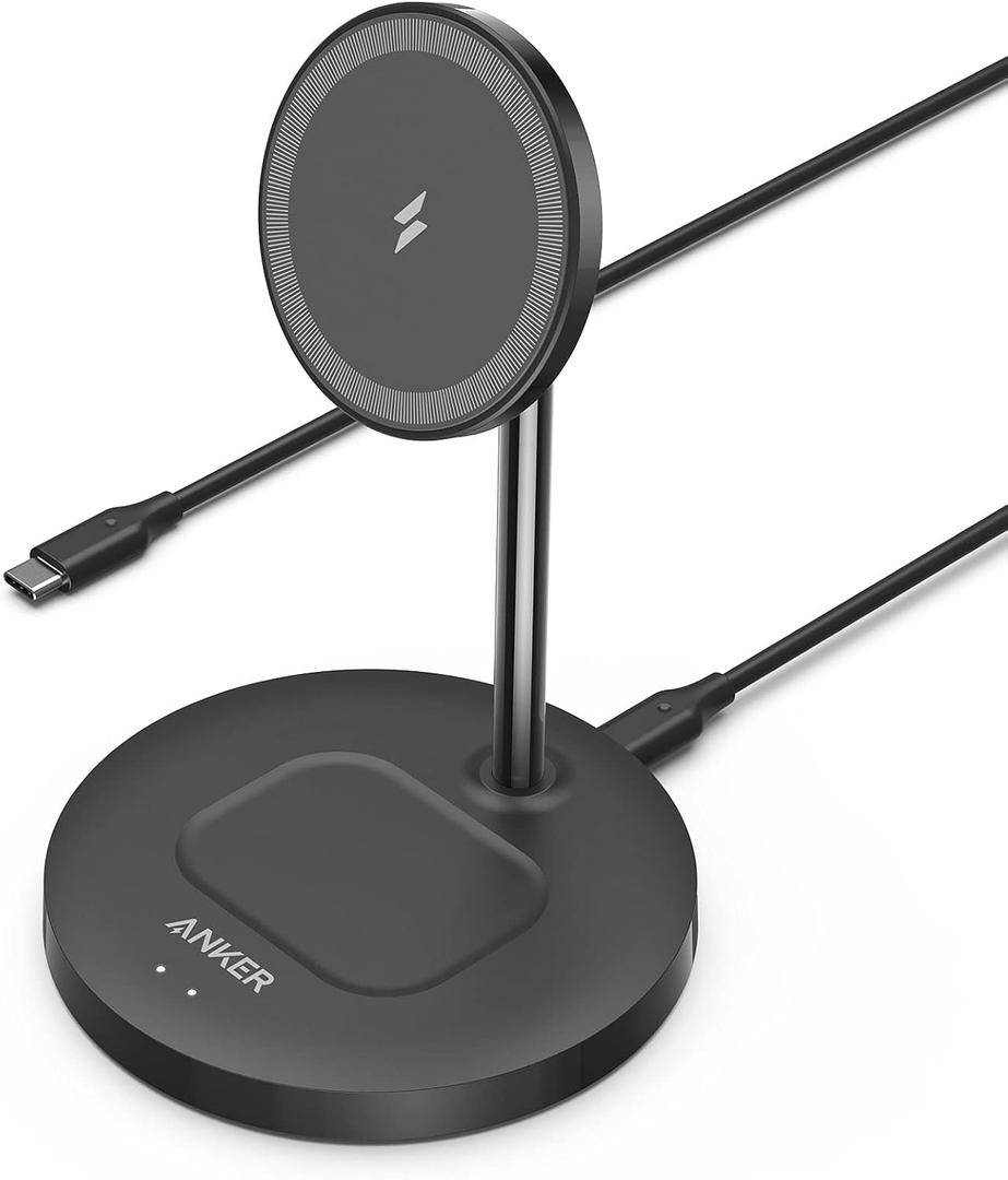 Anker iPhone 16 Wireless Charging Stand, PowerWave 2-in-1 Magnetic Stand Lite with USB-C Cable, for iPhone 16/16 Pro/16 Plus/16 Pro Max/15/14/13 Series, AirPods 2/Pro (No AC Adapter)