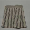 jinchan Striped Linen Valance Curtain Blackout Double Layer Valance for Windows 18 Inch Striped Print Farmhouse Rustic Window Treatment for Kitchen Living Room Bedroom 1 Panel Black on Beige
