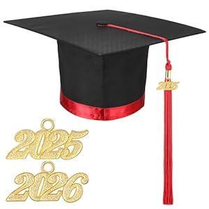 Matte Graduation Cap with 2025 Tassel Year Charm for High School & Bachelor Master (Blue)